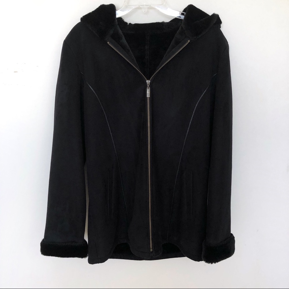MARVIN RICHARDS Coat Faux Suede Fur Hood & Cuffs